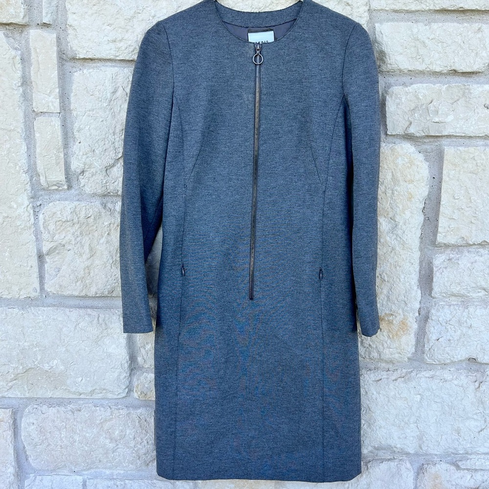 Akris Punto Zipper Accent Heather Gray Sheath Dress Size 6